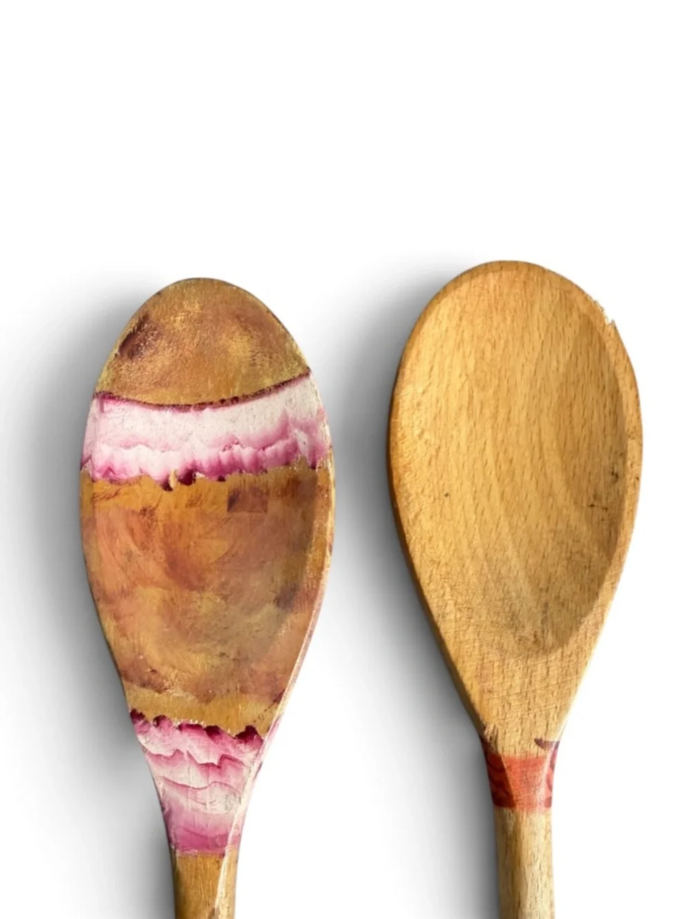 Vintage Set of 5 Hand Painted Wooden Spoons Folk Art Whimsical Character Faces